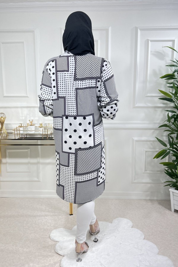 Sinem Viskon Gömlek  Beyaz Karma Puanlı