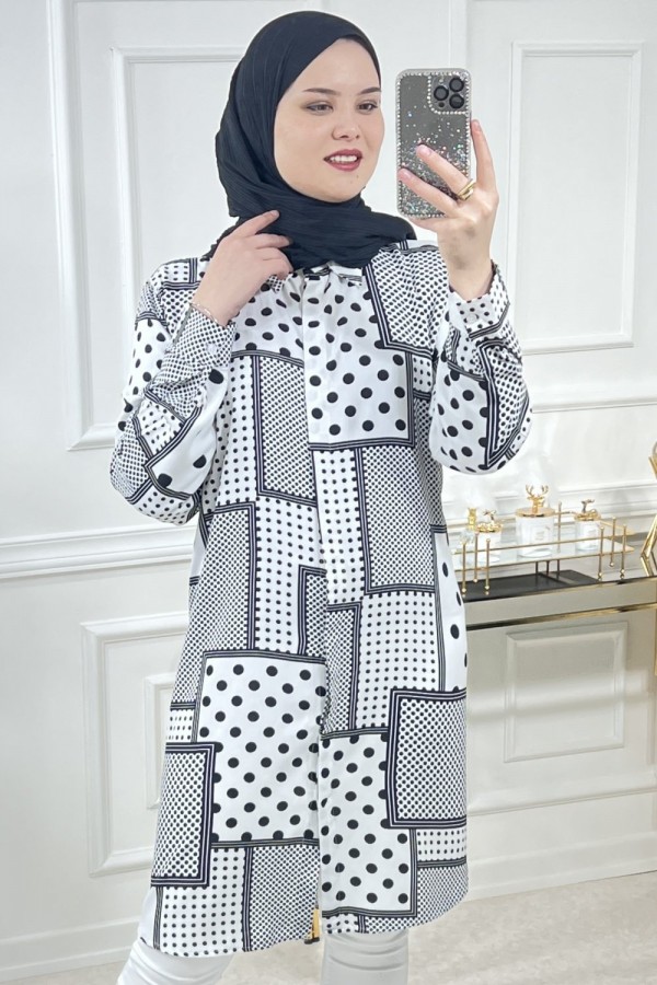 Sinem Viskon Gömlek  Beyaz Karma Puanlı