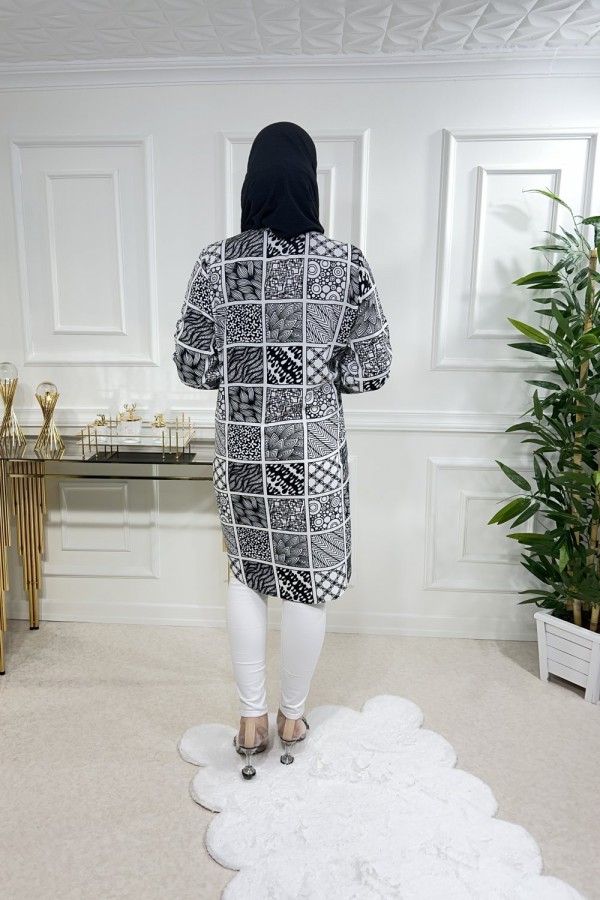 Sinem Viskon Gömlek Beyaz Karma Kareli Sinem Viskon Gömlek Beyaz Karma Kareli