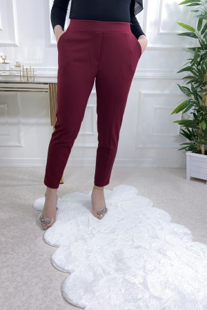 Ceylin İthal Skuba Kumaş Kalem Pantolon  Bordo