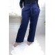 Bol Paça Yan Cepli Dabıl Kumaş Pantolon  Lacivert
