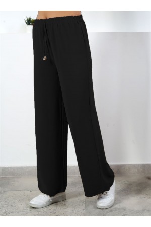 Belinay Bol Paça Pamuk Ayrobin Pantolon Siyah Belinay Bol Paça Pamuk Ayrobin Pantolon Siyah