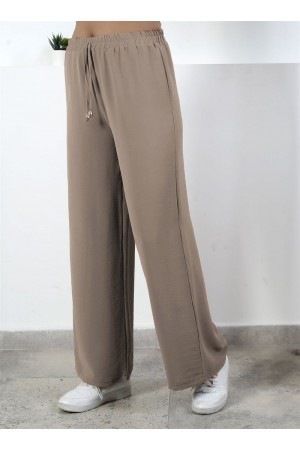 Belinay Bol Paça Pamuk Ayrobin Pantolon Vizon Belinay Bol Paça Pamuk Ayrobin Pantolon Vizon