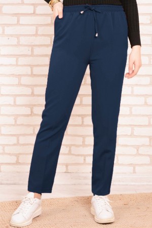 Miraç Dar Paça Pamuk Ayrobin Pantolon  Lacivert