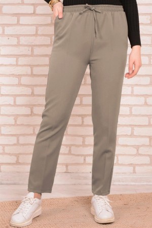 Miraç Dar Paça Pamuk Ayrobin Pantolon  Vizon