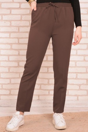 Miraç Dar Paça Pamuk Ayrobin Pantolon  Kahverengi