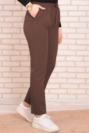 Miraç Dar Paça Pamuk Ayrobin Pantolon  Kahverengi