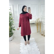 Hazen Bağcıklı Ayrobin Tunik Bordo Hazen Bağcıklı Ayrobin Tunik Bordo