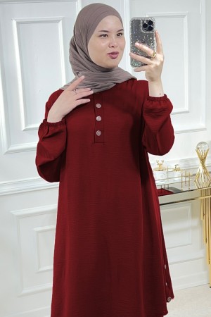 Büyük Beden Ayrobin Düğme Detaylı İkili Takım Bordo Büyük Beden Ayrobin Düğme Detaylı İkili Takım Bordo