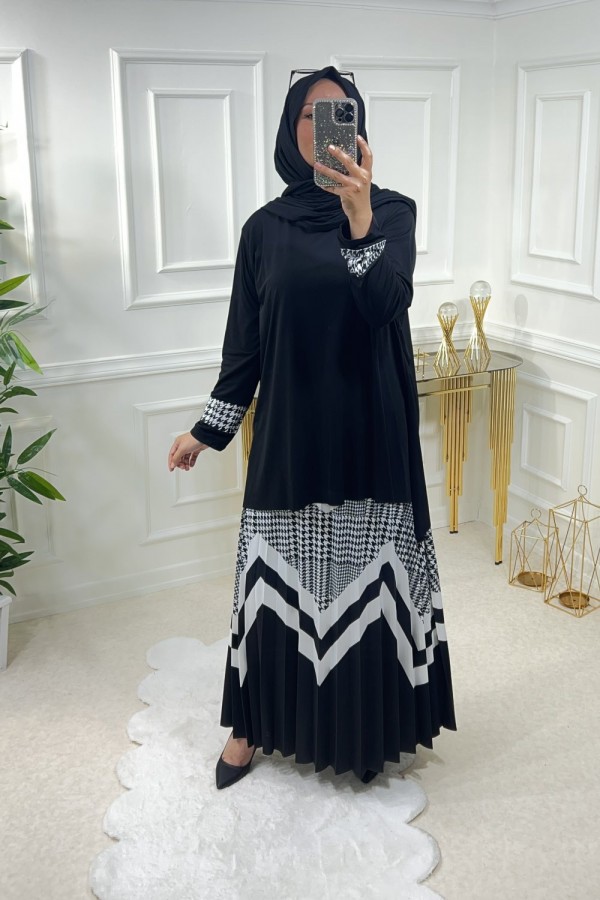 Cennet Büyük Beden Etekli Takım  Siyah