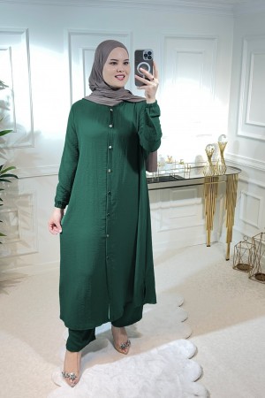 Başak Düğmeli Ayrobin Takım Zümrüt Başak Düğmeli Ayrobin Takım Zümrüt