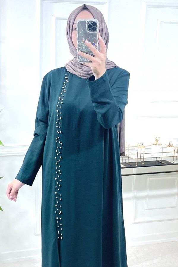 Zinnure Büyük Beden İncili Takım Zümrüt Zinnure Büyük Beden İncili Takım Zümrüt