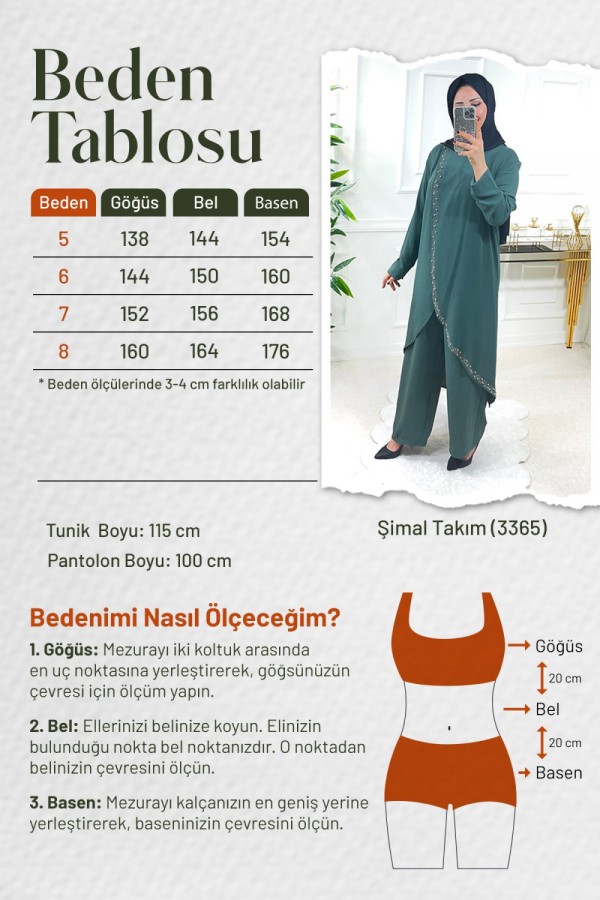 Şimal Büyük Beden Taşlı Takım İndigo Şimal Büyük Beden Taşlı Takım İndigo