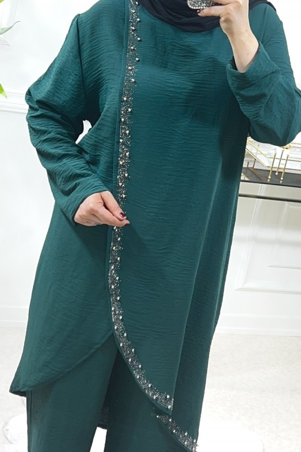 Şimal Büyük Beden Taşlı Takım Zümrüt Şimal Büyük Beden Taşlı Takım Zümrüt