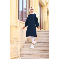 Mehtap Büyük Beden İki İplik Tunik - Lacivert Mehtap Büyük Beden İki İplik Tunik - Lacivert