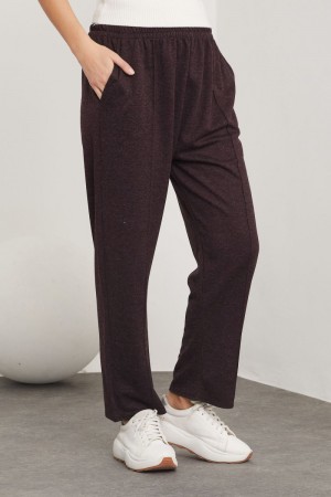 Ecrin Büyük Beden Yün Pantolon - Kahve