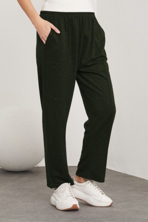 Ecrin Büyük Beden Yün Pantolon - Haki