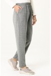 Büyük Beden Cepli Kışlık Lastikli Kaşe Pantolon - Gri