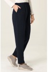 Büyük Beden Cepli Kışlık Lastikli Kaşe Pantolon - Lacivert