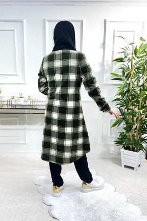 Ayşil Büyük Beden Oversize Kalın Polar Gömlek - Haki Dama