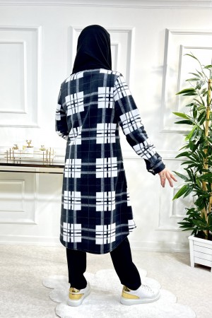 Ayşil Büyük Beden Oversize Kalın Polar Gömlek - Antrasit Pencere