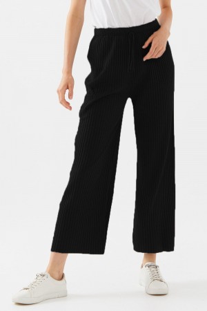 Pr Kışlık Bol Paça Fitilli Pantolon - Siyah