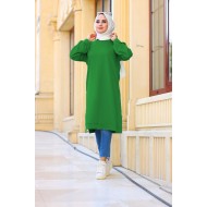 Mehtap Büyük Beden İki İplik Tunik - Benetton Yeşil