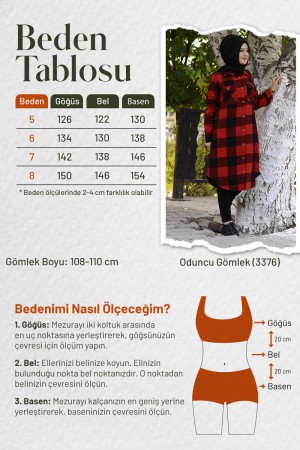 Büyük Beden Senem Kalın Oduncu Gömlek - Kırmızı