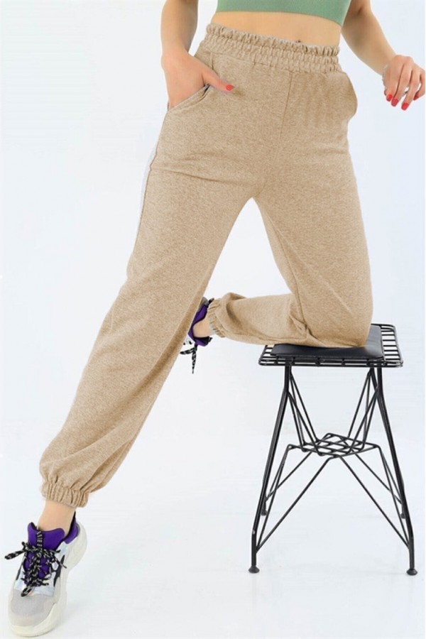 Pr Nergis Dar Paça Alt Eşofman - Bej Pr Nergis Dar Paça Alt Eşofman - Bej