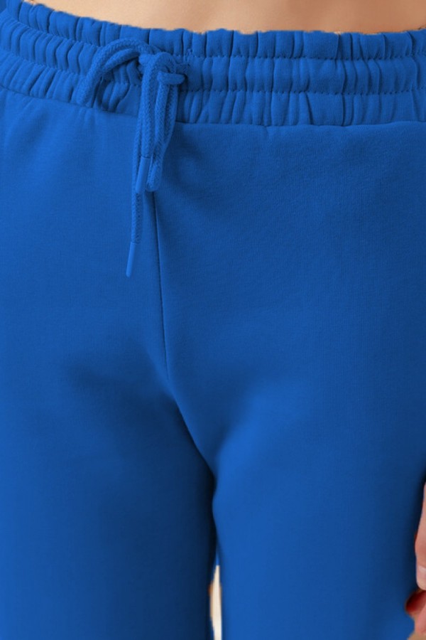 Büyük Beden Erva Üç İplik Paçası Lastikli Eşofman Alt - Saks Büyük Beden Erva Üç İplik Paçası Lastikli Eşofman Alt - Saks