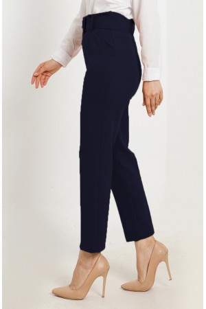 Balca Kemer Hediyeli Yüksek Bel Dar Paça Pantolon - Lacivert