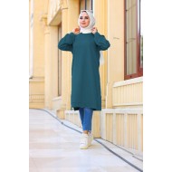 Mehtap Büyük Beden İki İplik Tunik - Petrol Yeşili Mehtap Büyük Beden İki İplik Tunik - Petrol Yeşili