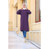Mehtap Büyük Beden İki İplik Tunik - Mürdüm Mehtap Büyük Beden İki İplik Tunik - Mürdüm