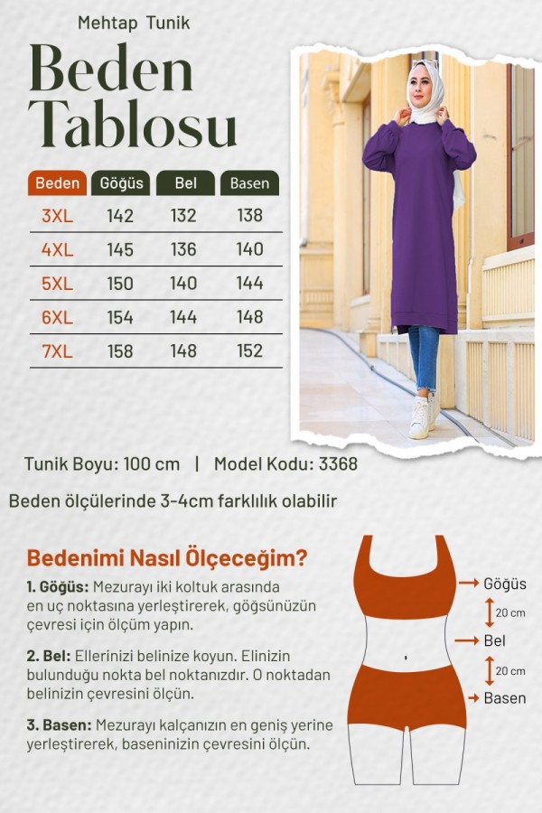 Mehtap Büyük Beden İki İplik Tunik - Mürdüm Mehtap Büyük Beden İki İplik Tunik - Mürdüm