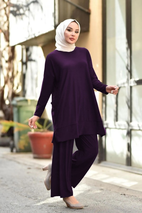 Hebe Cepli İkili Sandy Takım - Mürdüm Hebe Cepli İkili Sandy Takım - Mürdüm