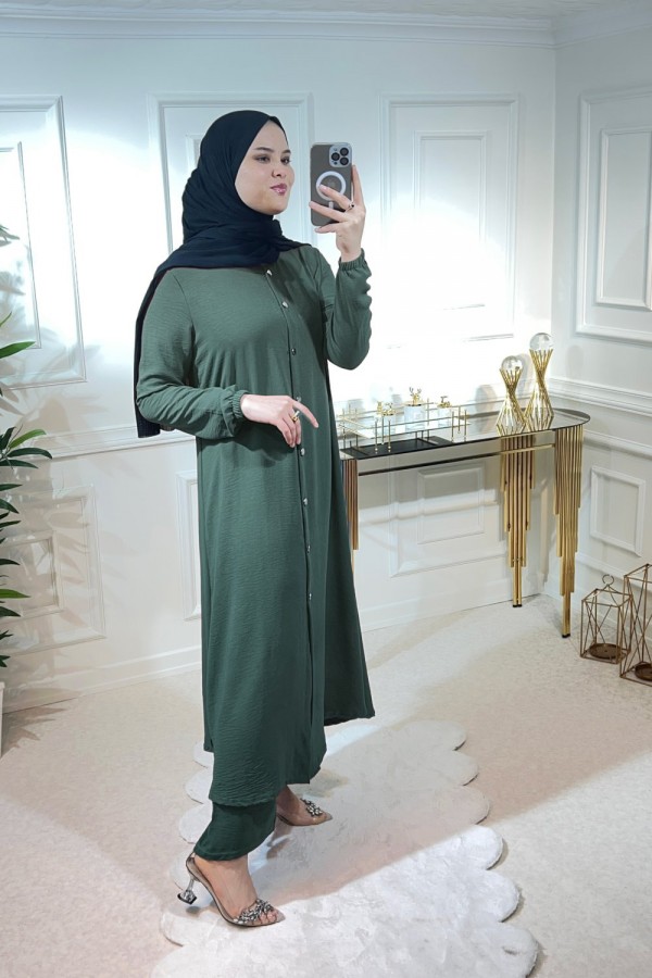 Başak Düğmeli Ayrobin Takım Koyu Haki Başak Düğmeli Ayrobin Takım Koyu Haki