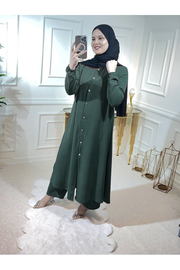 Başak Düğmeli Ayrobin Takım Koyu Haki Başak Düğmeli Ayrobin Takım Koyu Haki