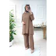 Azade Cep Detaylı Ayrobin İkili Takım - Karamel Azade Cep Detaylı Ayrobin İkili Takım - Karamel