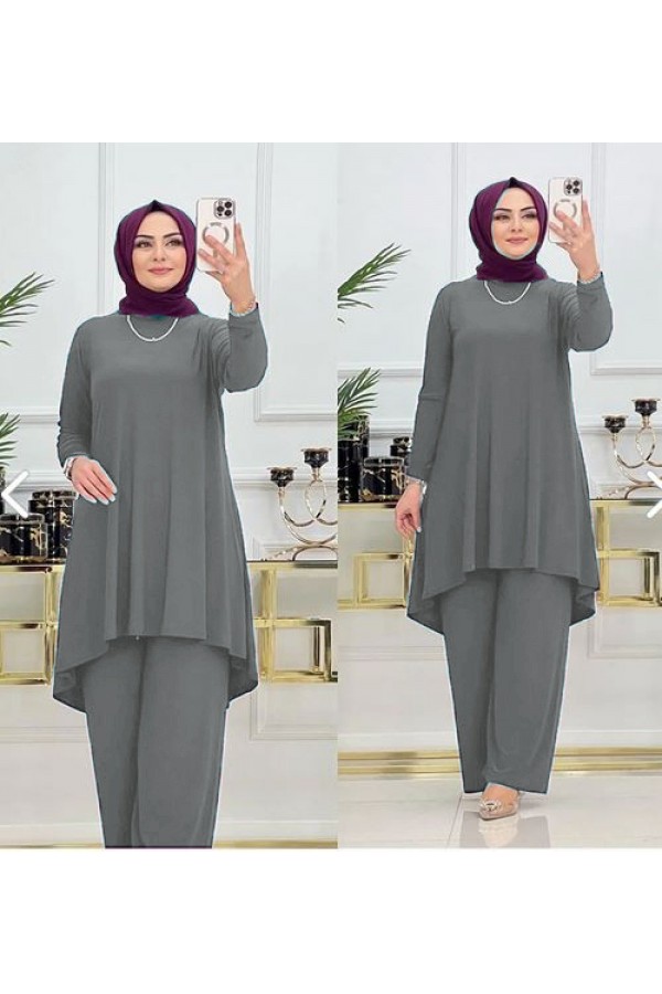 Melda Sandy İkili Takım - KOLYE HEDİYELİ - Gri Melda Sandy İkili Takım - KOLYE HEDİYELİ - Gri