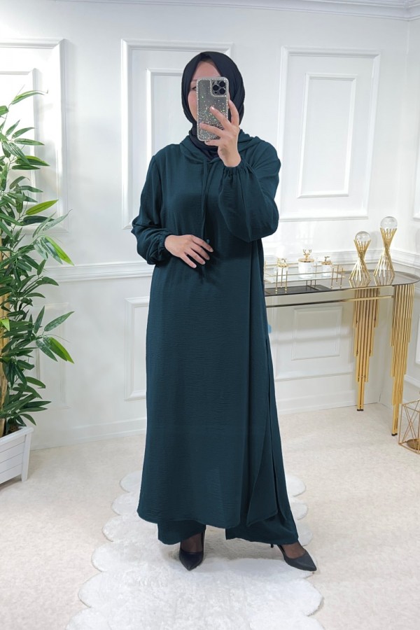 Billur Kapşonlu Ayrobin Takım - Petrol Yeşili Billur Kapşonlu Ayrobin Takım - Petrol Yeşili