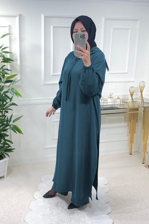 Billur Kapşonlu Ayrobin Takım - Petrol Yeşili Billur Kapşonlu Ayrobin Takım - Petrol Yeşili