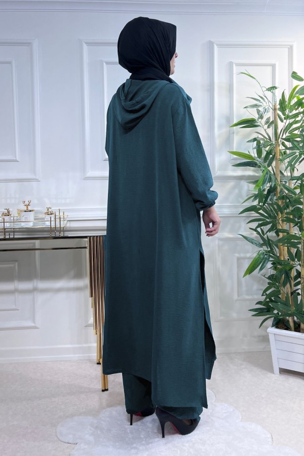 Billur Kapşonlu Ayrobin Takım - Petrol Yeşili Billur Kapşonlu Ayrobin Takım - Petrol Yeşili