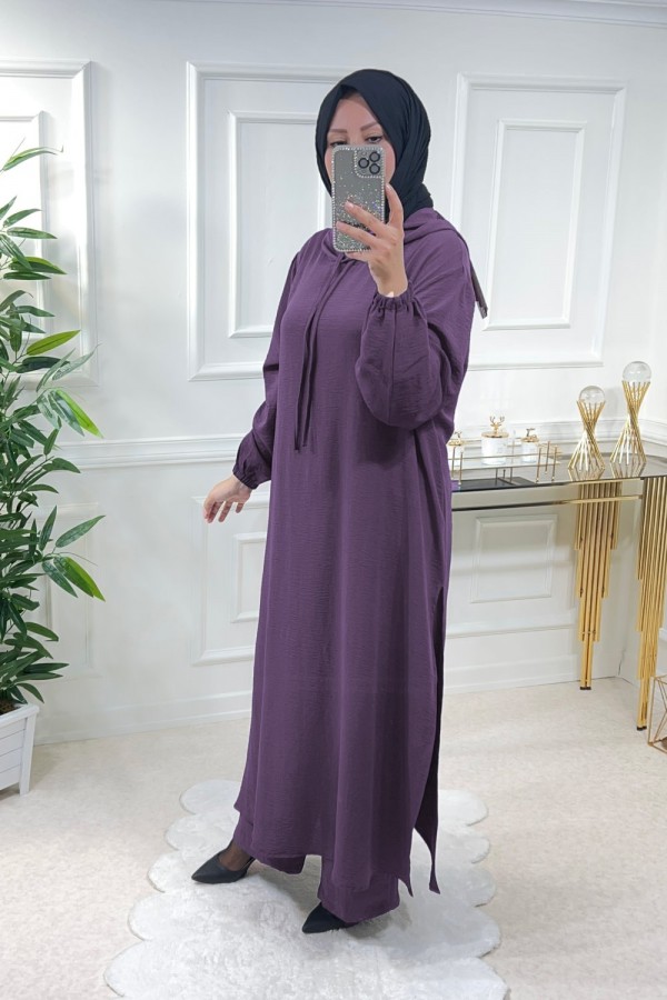 Billur Kapşonlu Ayrobin Takım - Koyu Gül Kurusu Billur Kapşonlu Ayrobin Takım - Koyu Gül Kurusu