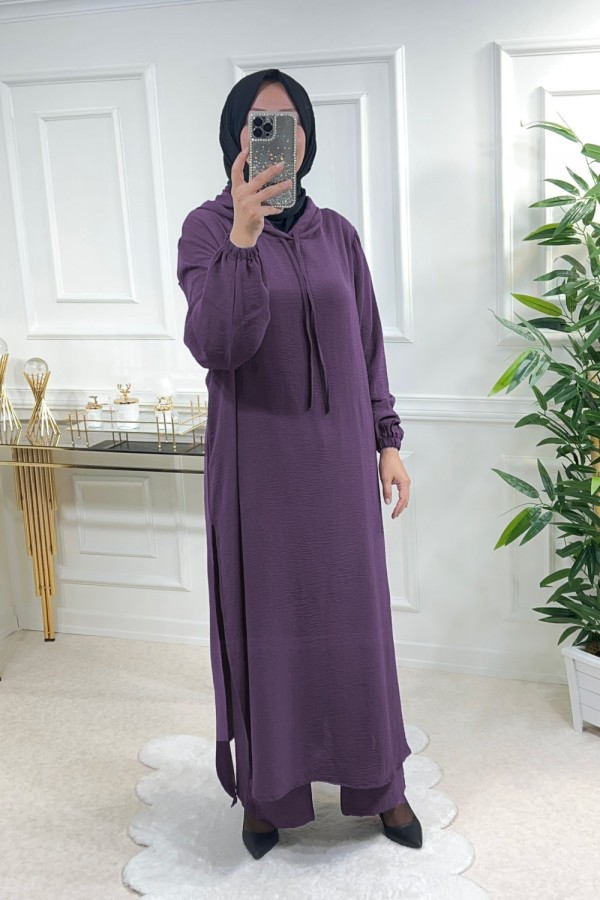 Billur Kapşonlu Ayrobin Takım - Koyu Gül Kurusu Billur Kapşonlu Ayrobin Takım - Koyu Gül Kurusu