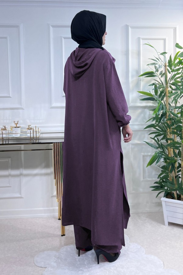 Billur Kapşonlu Ayrobin Takım - Koyu Gül Kurusu Billur Kapşonlu Ayrobin Takım - Koyu Gül Kurusu