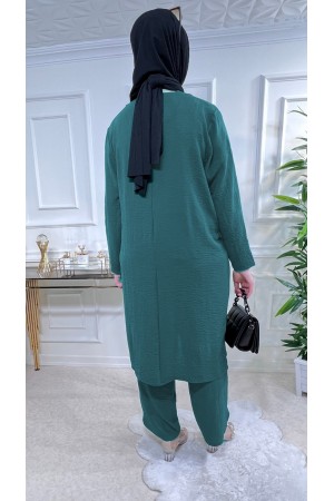 Şimal Büyük Beden Taşlı Takım  Petrol Yeşili