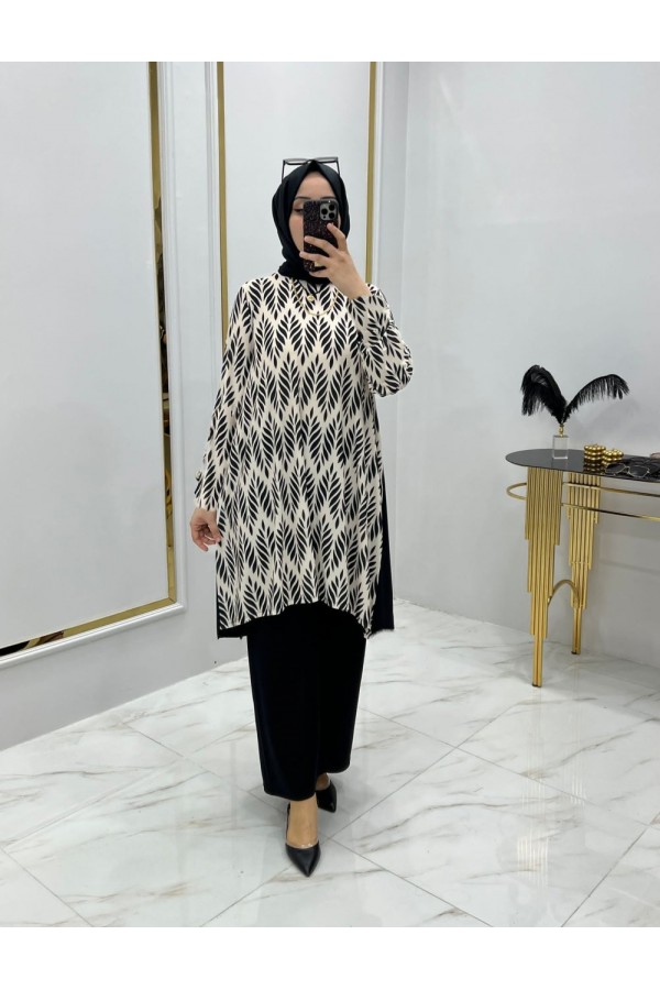 Mihrab Başak Desen Sandy İkili Takım - Siyah Mihrab Başak Desen Sandy İkili Takım - Siyah