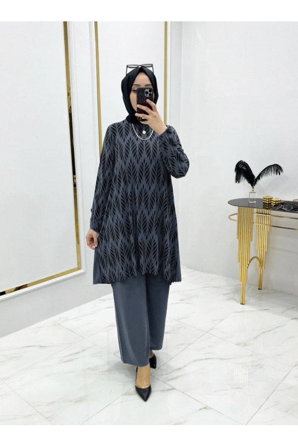 Mihrab Başak Desen Sandy İkili Takım - Antrasit Mihrab Başak Desen Sandy İkili Takım - Antrasit