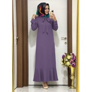 Kelebek Kravatlı Ayrobin Elbise -Koyu Gül Kurusu Kelebek Kravatlı Ayrobin Elbise -Koyu Gül Kurusu