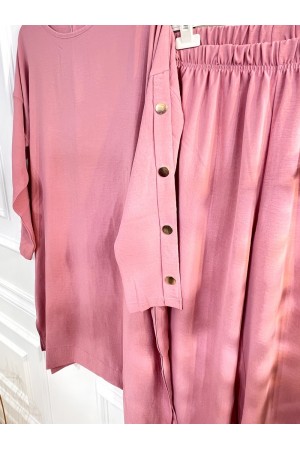 Ayperi Düğmeli Ayrobin Takım - Pudra